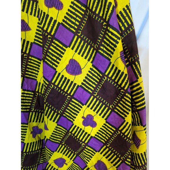 Neelam African Print Wrap Skirt Free Size Yellow & Purple Bold Pattern - Picture 2 of 5